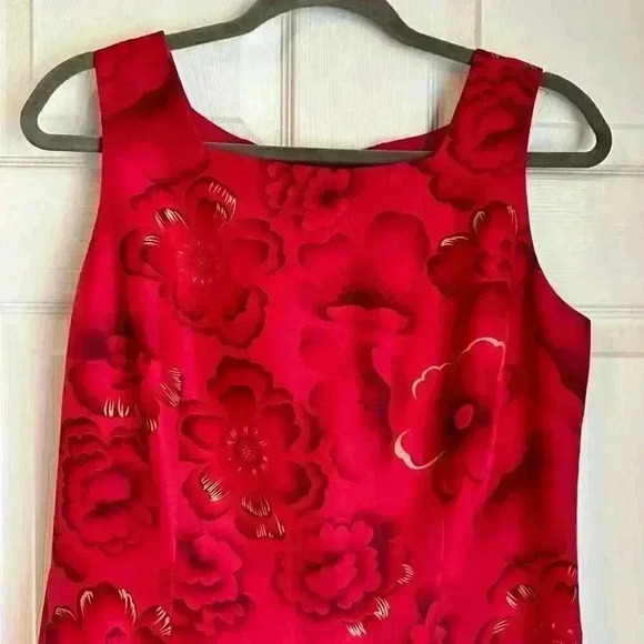 Coldwater Creek Red Floral Silk Dress Women’s Size 10 - Picture 2 of 5